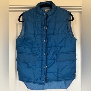 Vintage 1980s Cobble Stones Puffer Vest – Blue | Women’s Medium